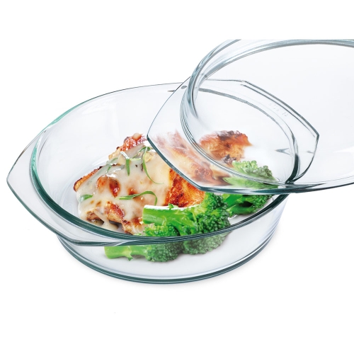 Rund ovnsform i glass med lokk, 18 cm - Simax