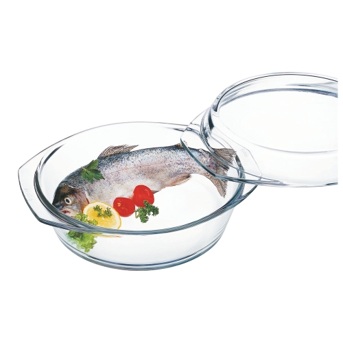 Rund ovnsform i glass med lokk, 25 cm - Simax