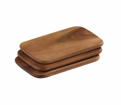 Serveringsplate i Acacia Wood, 22x15cm, 3-pack - Zassenhaus