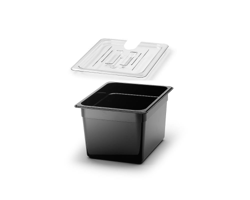 Svart kantine GN 1/2 med lokk for sous vide (Anova, Champion, The Twist)