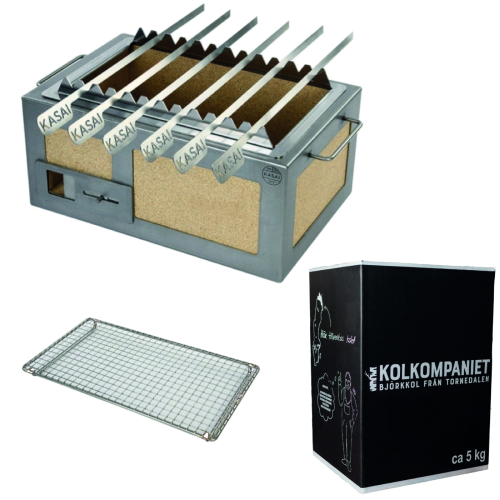 Japansk bordgrill / Konro, Kasai Little med grillspydstativ og kull