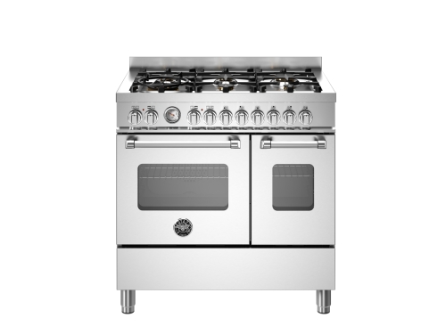 Gasskomfyr Master, 90 cm, 6 brennere, Dobbel stekeovn, Rustfritt stål - Bertazzoni