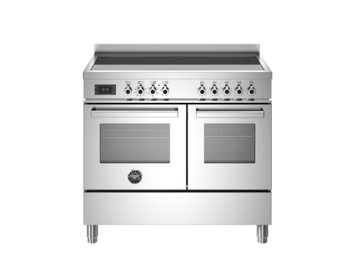 Induksjonstopp Professional, 100 cm, 5 soner, Dobbel stekeovn, Rustfritt stål - Bertazzoni