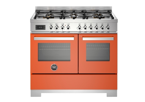 Gasspis Professional, 100 cm, 6 brännare, 2 ugnar, Orange - Bertazzoni