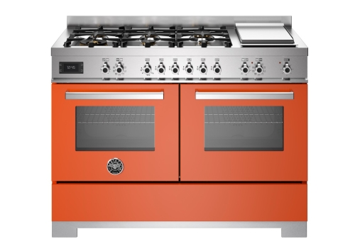 Gasspis Professional, 120 cm, 6 brännare + stekbord, 2 ugnar, Orange - Bertazzon