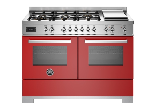Gasspis Professional, 120 cm, 6 brännare + stekbord, 2 ugnar, Röd - Bertazzoni