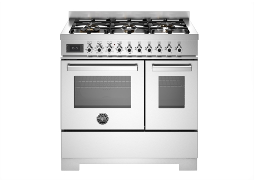 Gasspis Professional, 90 cm, 6 brännare, 2 ugnar, Rostfri - Bertazzoni