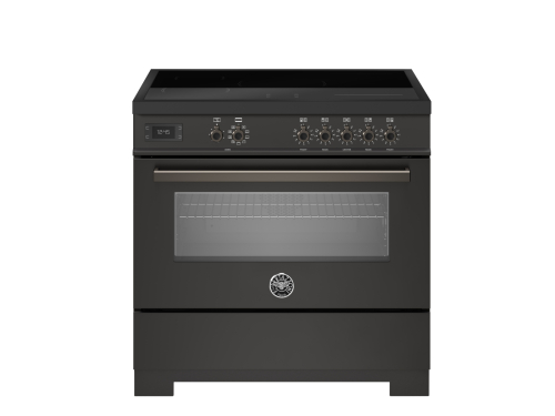 Induktionsspis Professional, 90 cm, 5 zoner, 1 ugn, Carbonio - Bertazzoni