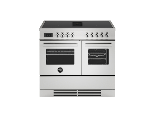Induksjonskomfyr med integrert ventilator, Professional, 100 cm, 4 soner, 2 ovner, rustfritt stål - Bertazzoni