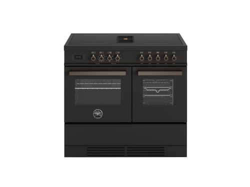Induksjonskomfyr med integrert ventilator, Professional, 100 cm, 4 soner, 2 ovner, Carbonio - Bertazzoni