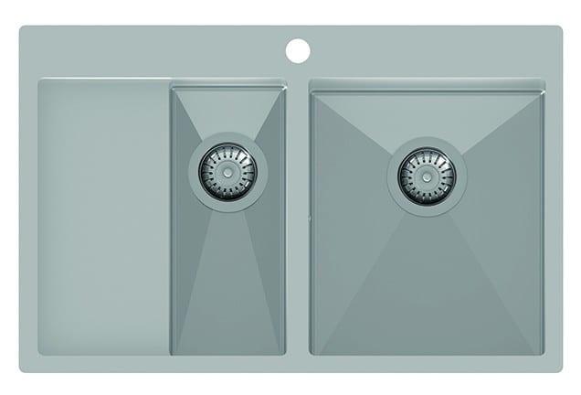 Rustfri dobbel oppvaskkum 780 x 500 mm med hylle til venstre