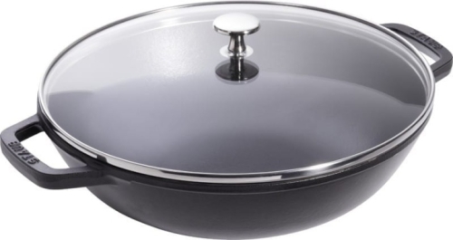 Wok med glasslokk, sort - Staub