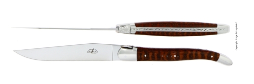 To kniver, Snakewood håndtak, polert, Tradition - Forge de Laguiole