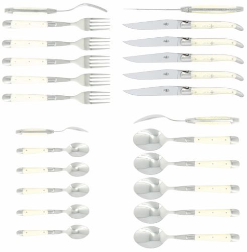 Bestikksett 03, benskaft, polert, Tradition - Forge de Laguiole