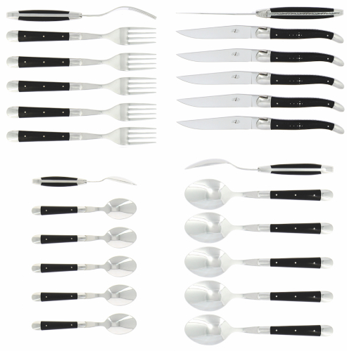 Bestikksett 05, Ebony håndtak, polert, Tradition - Forge de Laguiole