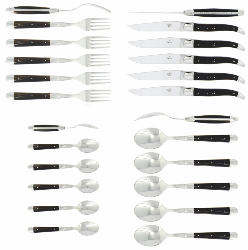 Bestikksett 05, mørke hornskaft, polert, Tradition - Forge de Laguiole