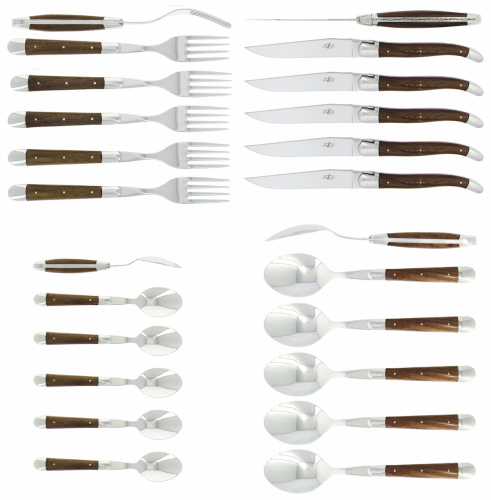 Bestikksett 05, Valnøtt håndtak, polert, Tradition - Forge de Laguiole