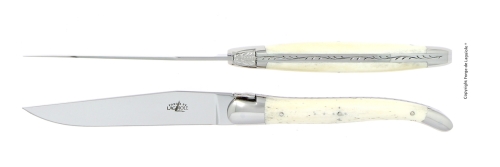 To kniver, beinskaft, polert, Tradition - Forge de Laguiole