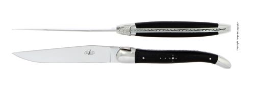 To kniver, Ebony håndtak, polert, Tradition - Forge de Laguiole