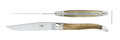 To kniver, Blank hornskaft, polert, Tradition - Forge de Laguiole