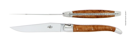 To kniver, løvehåndtak i tre, polert, Tradition - Forge de Laguiole