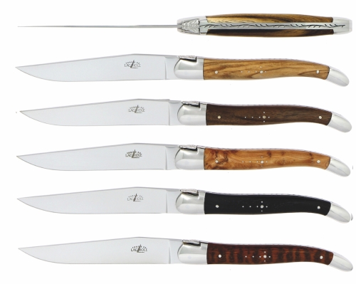 Seks kniver, håndtak av forskjellige løvtrær, polert, Tradition - Forge de Laguiole