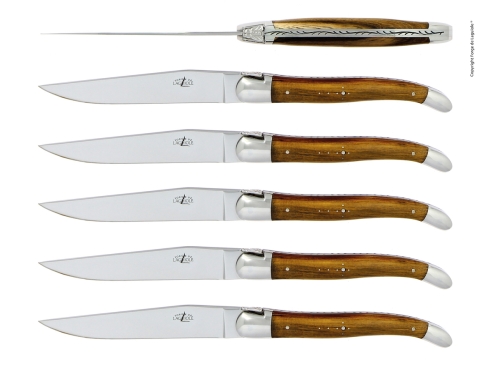 Seks kniver, Pistage-skaft, polert, Tradition - Forge de Laguiole