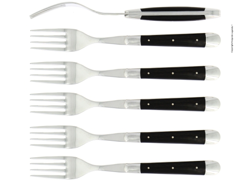 Seks gafler, håndtak i ibenholt, polert, Tradition - Forge de Laguiole