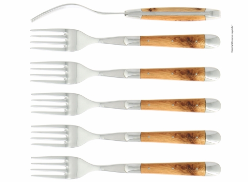 Seks gafler, En håndtak, polert, Tradition - Forge de Laguiole