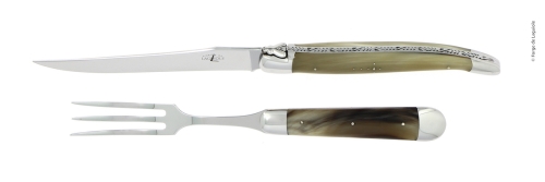 Utskjæringssett 17 cm, håndtak i lyst horn, polert, Tradition - Forge de Laguiole