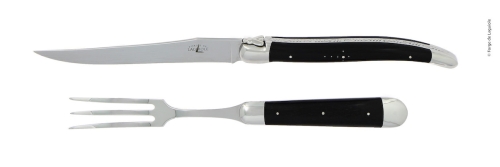 Utskjæringssett 17 cm, mørkt hornhåndtak, polert, Tradition - Forge de Laguiole