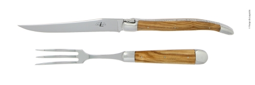 Utskjæringssett 17 cm, håndtak i oliventre, polert, Tradition - Forge de Laguiole