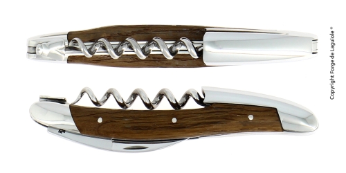 Sommelierkniv i forsteinet eikebark, polert, Tradition - Forge de Laguiole