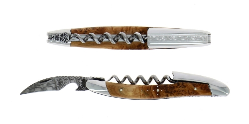 Sommelierkniv av En, damascenert med dekor, Collection - Forge de Laguiole