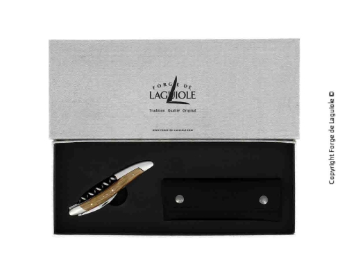 Sommelierkniv i forsteinet eik, damascenert med dekor, Collection - Forge de Laguiole