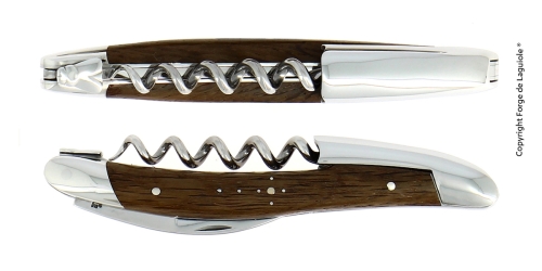 Sommelierkniv i forsteinet eik, polert, Tradition - Forge de Laguiole