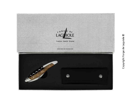 Sommelierkniv i valnøtt, damascenert med dekor, Collection - Forge de Laguiole