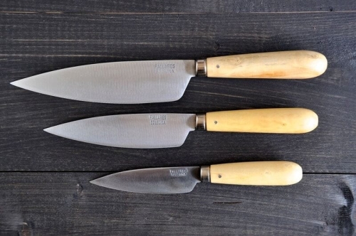 Knivset 3 kniver i karbonstål og knivrulle - Pallarès