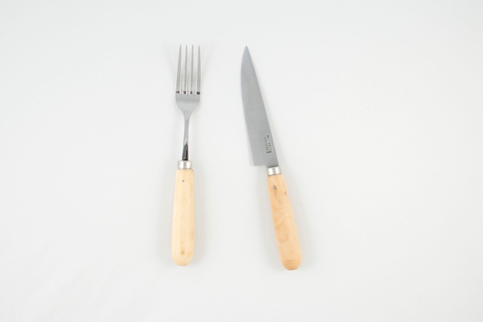 Kniv og gaffel i rustfritt stål og buksbom - Pallarès