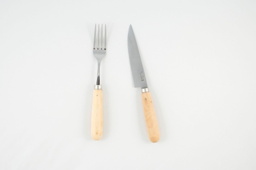 Kniv og gaffel med buksbomskaft, 2-pakke - Pallarès
