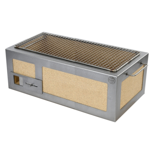 Bordgrill/konrogrill med ramme i rustfritt stål, Medium lang 54 x 26,5 cm - Kasai