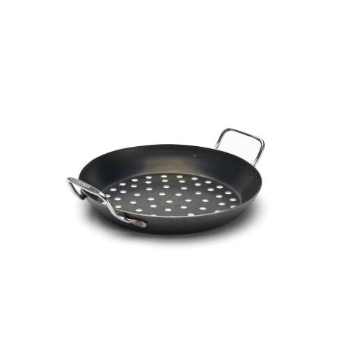 Perforert karbonstålpanne til grill, ø28cm - de Buyer