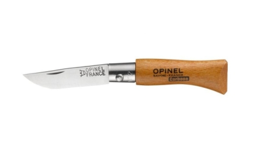 Sammenleggbar kniv i rustfritt stål, trehåndtak - Opinel