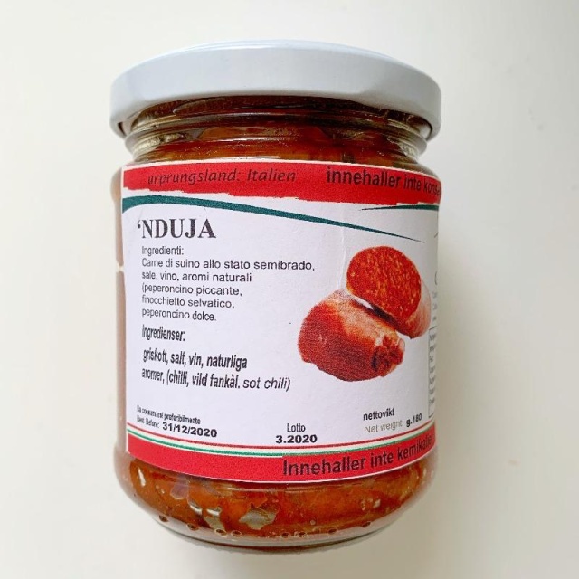Nduja fra frittgående griser, 180gr - Fattoria de Lillas