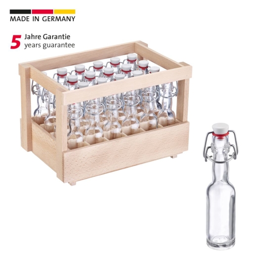 Glassflaske med svingkork med treboks, 40 ml, 24-pk - Westmark