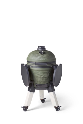 Kamado-grill inkludert benbrakett, aluminiumsben (marmorimitasjon) med hjul og sidebord - Moddern
