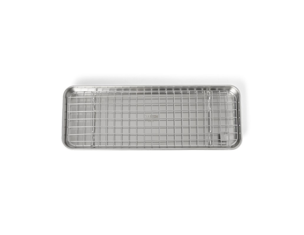 Gastrobrett/stekeplate med rist, 38x14 cm, rustfritt stål - Culimat i gruppen Matlaging / Former og Kantiner / Blikk og plater hos The Kitchen Lab (1070-36175)