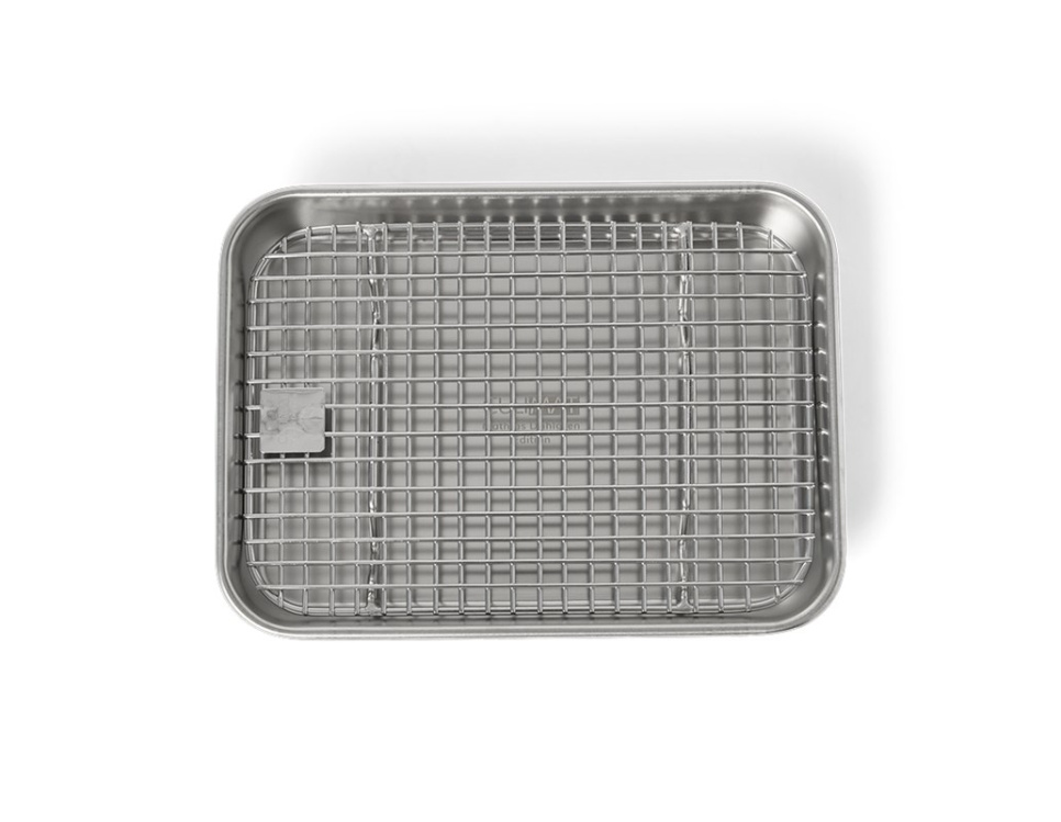 Gastrobrett/stekeplate med rist, 18x14 cm, rustfritt stål - Culimat i gruppen Matlaging / Former og Kantiner / Blikk og plater hos The Kitchen Lab (1070-36176)