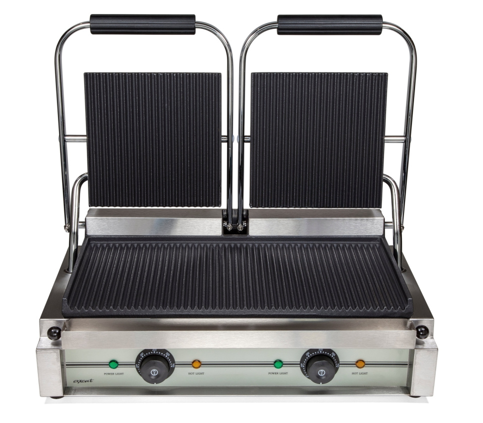 Dobbel klemmegrill, riflet - Exxent i gruppen Kjøkkenapparater. / Varme & Koke / Grillplater hos The Kitchen Lab (1071-32019)