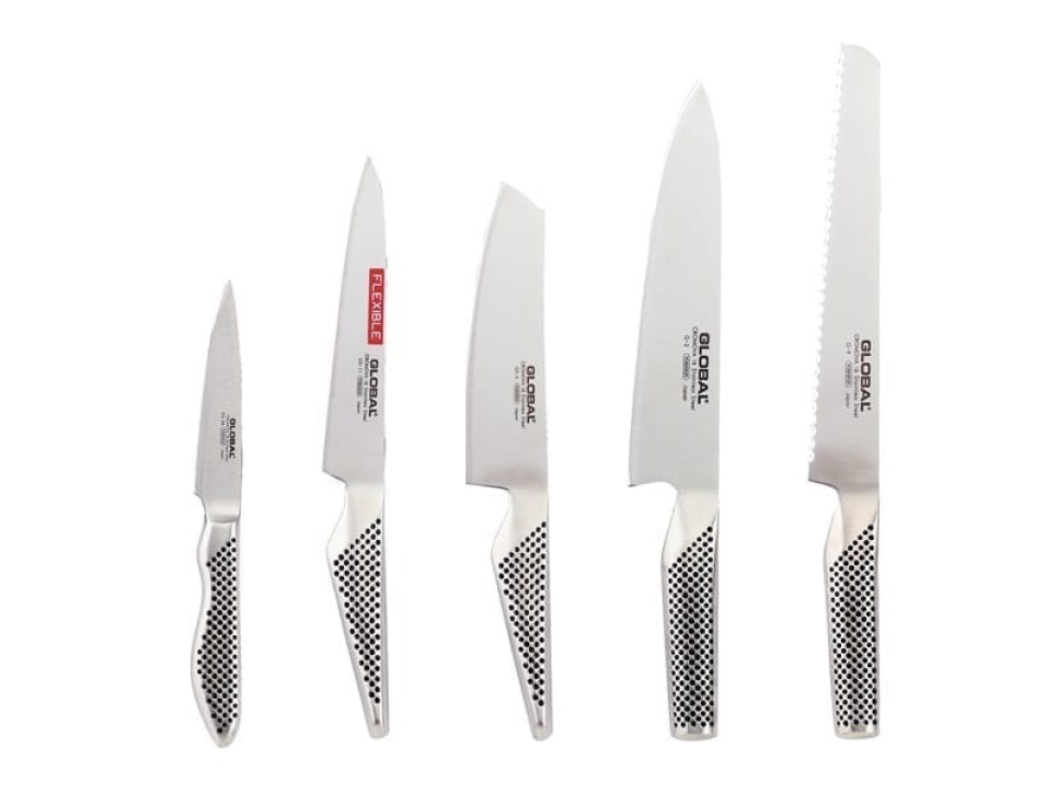 Global knivsett fem deler, G-2, G-9, GS-5, GS-11, GS-38 i gruppen Matlaging / Kjøkkenkniver / Knivsett hos The Kitchen Lab (1073-11425)